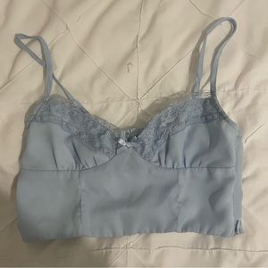 Old School Love Crop Top Blue Princess Polly